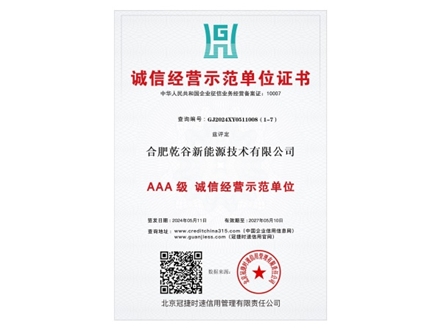 诚信经营示范单位证书